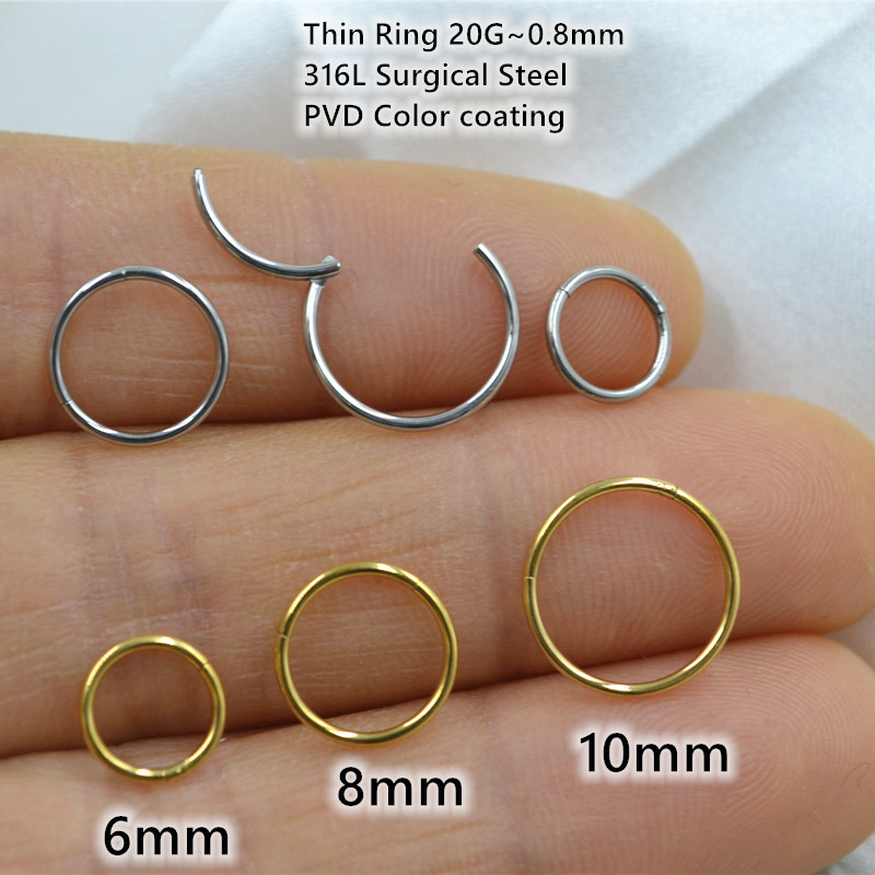 Clicker Ring Seamless - 50PCS 20G 316L 외과 강철 얇은