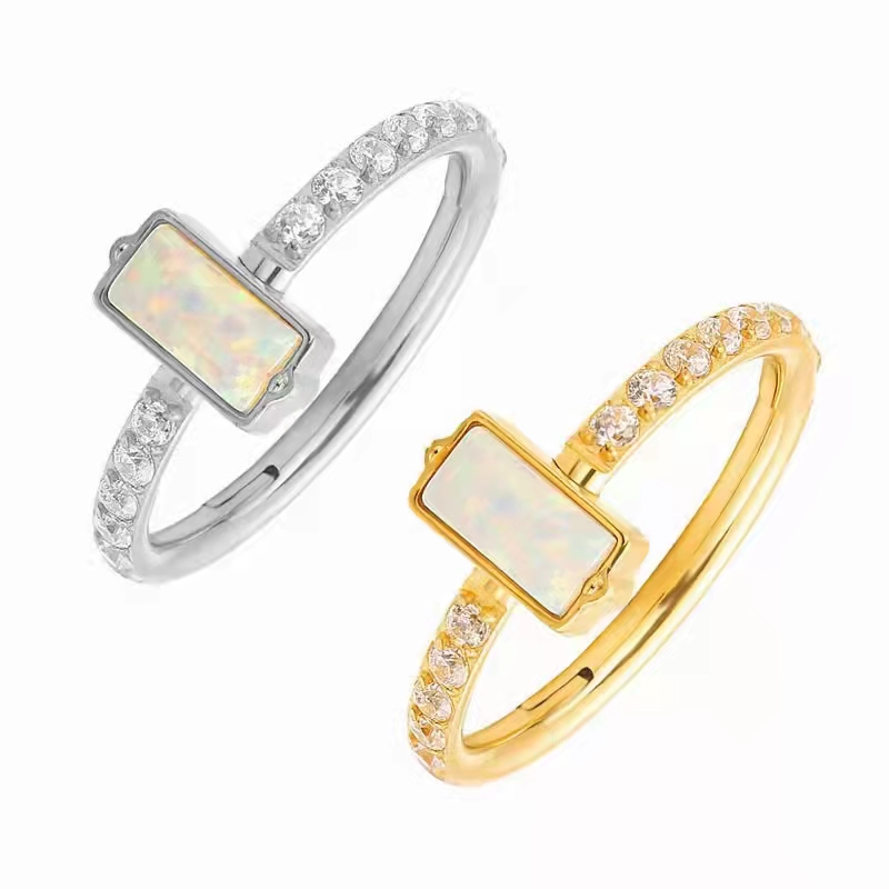 Clicker Ring Seamless - 10pcs 316L 외과 강철 오팔 CZ