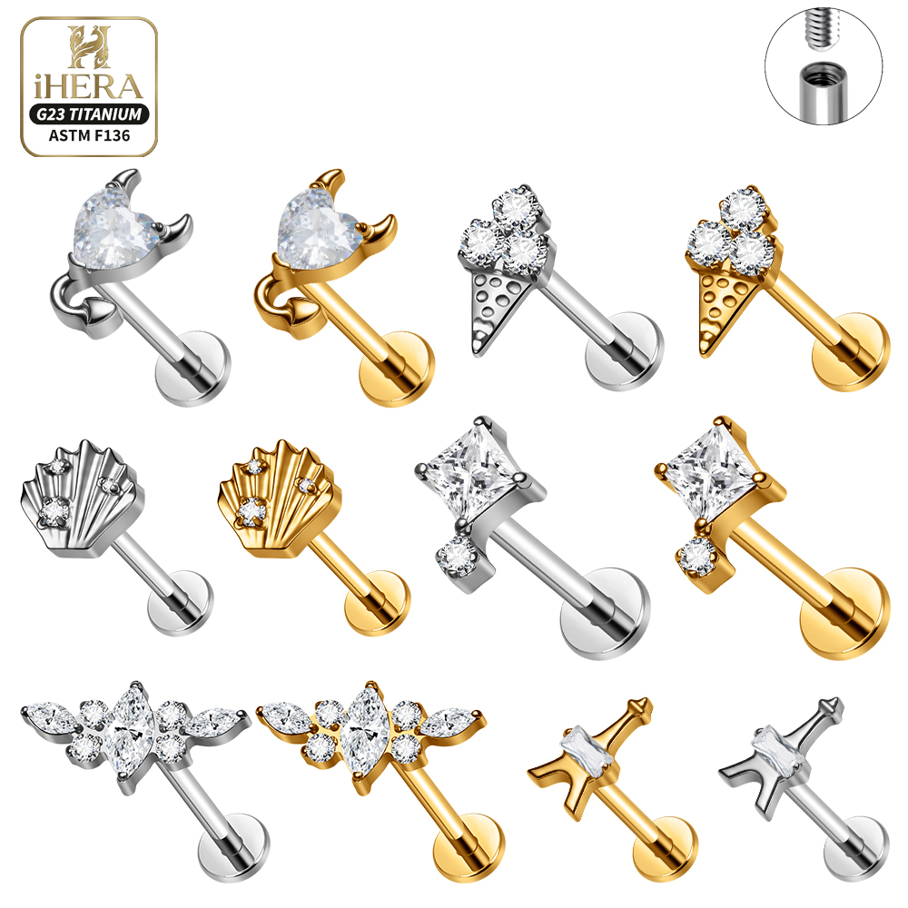 Body Jewelry Vertical Labret - F136 티타늄 피어싱 스터드 콘치 데이스