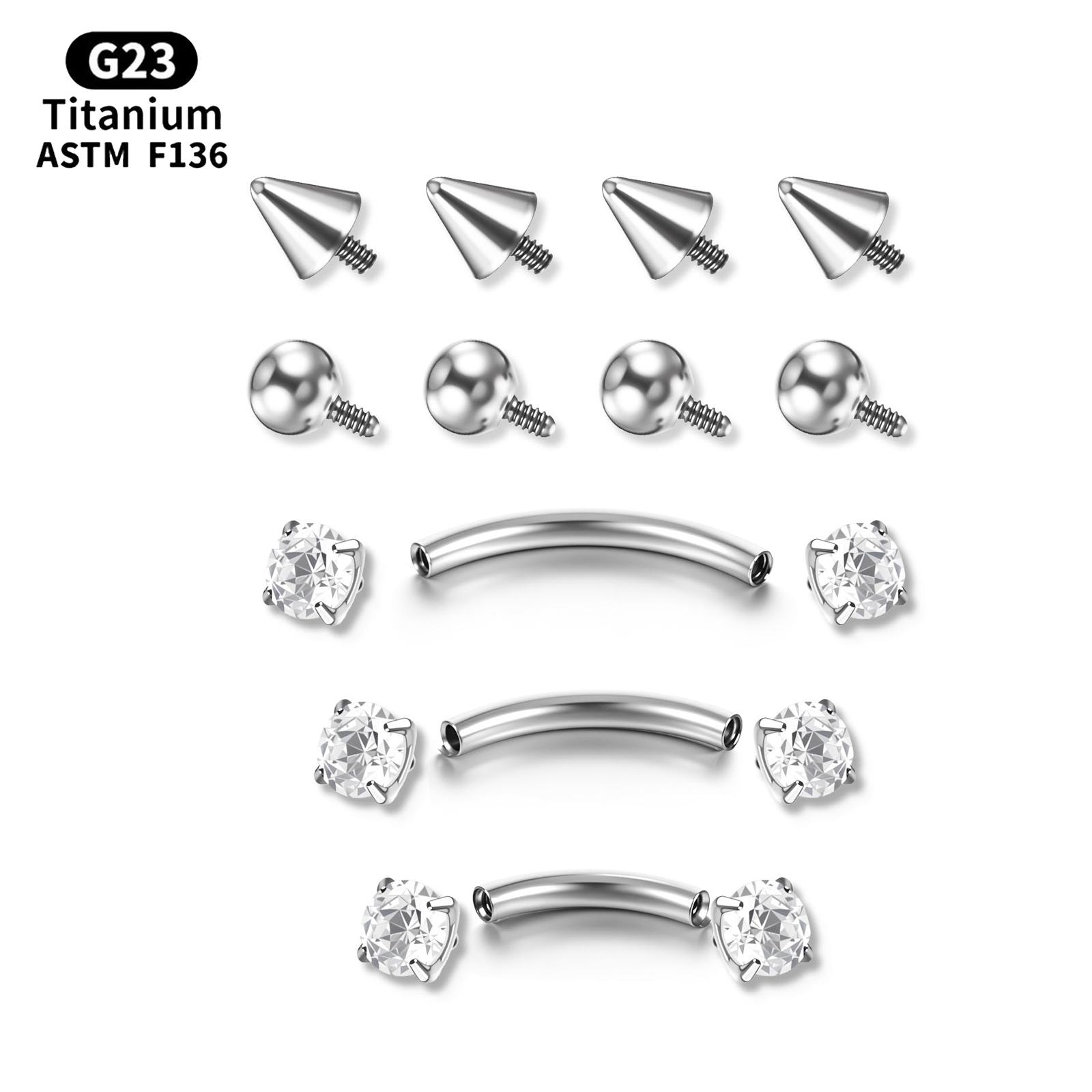 Body Jewelry Vertical Labret - 17Pcs/Set 티타17Pcs/Set 티타늄 내부 실사는 바벨