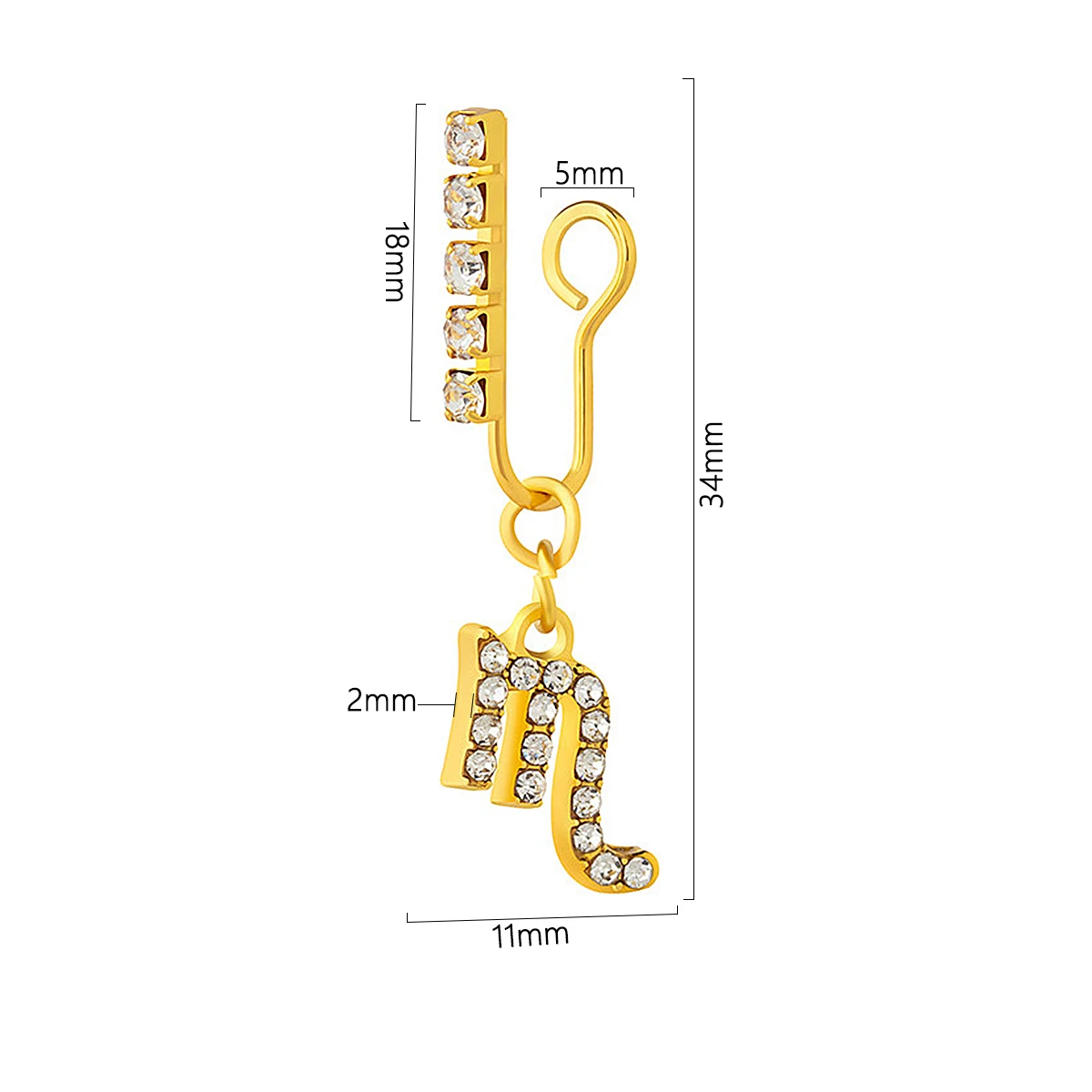 Body Jewelry Ear - 금속 지르콘 12 조디악 이어 클립,