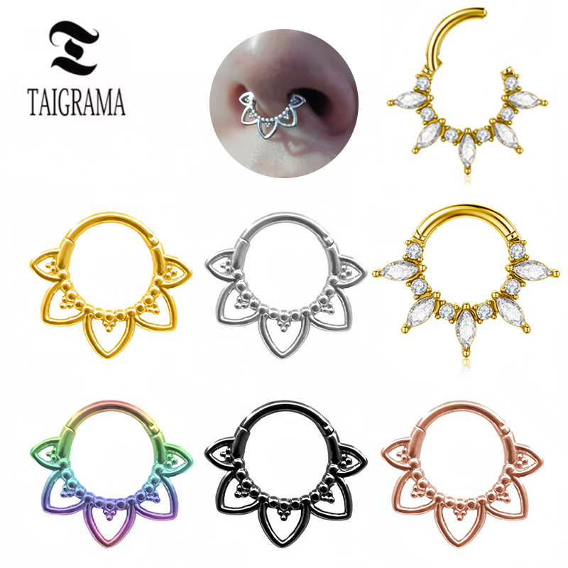 Clicker Ring Seamless - 스테인레스 스틸 코 링 꽃 힌지