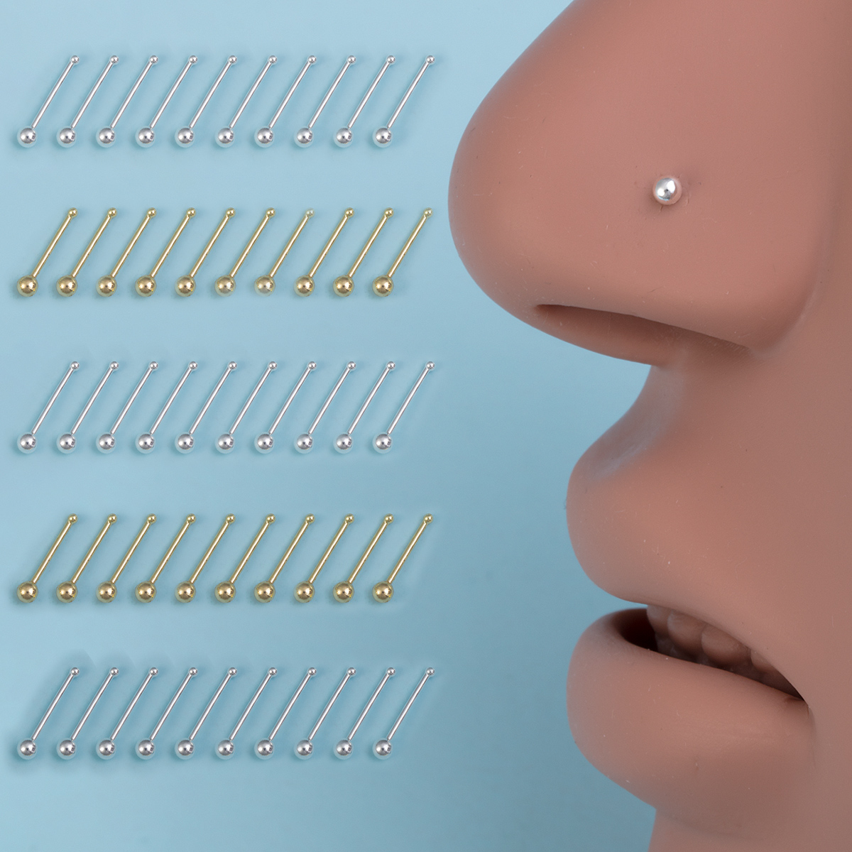Nostril Screw Pin - 남녀공용 코 스터드 링, 나사 뼈