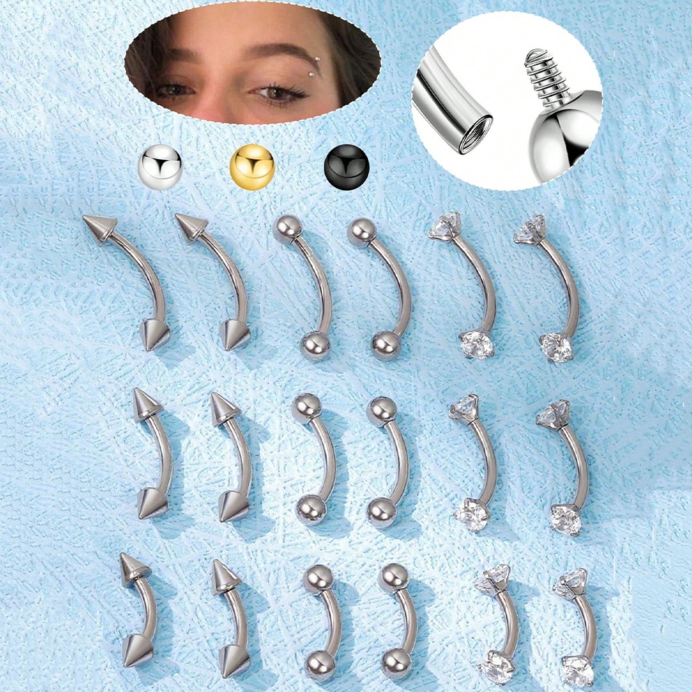 Body Jewelry Vertical Labret - 6pcs 16G 스테인레스 스틸 작은 곡선