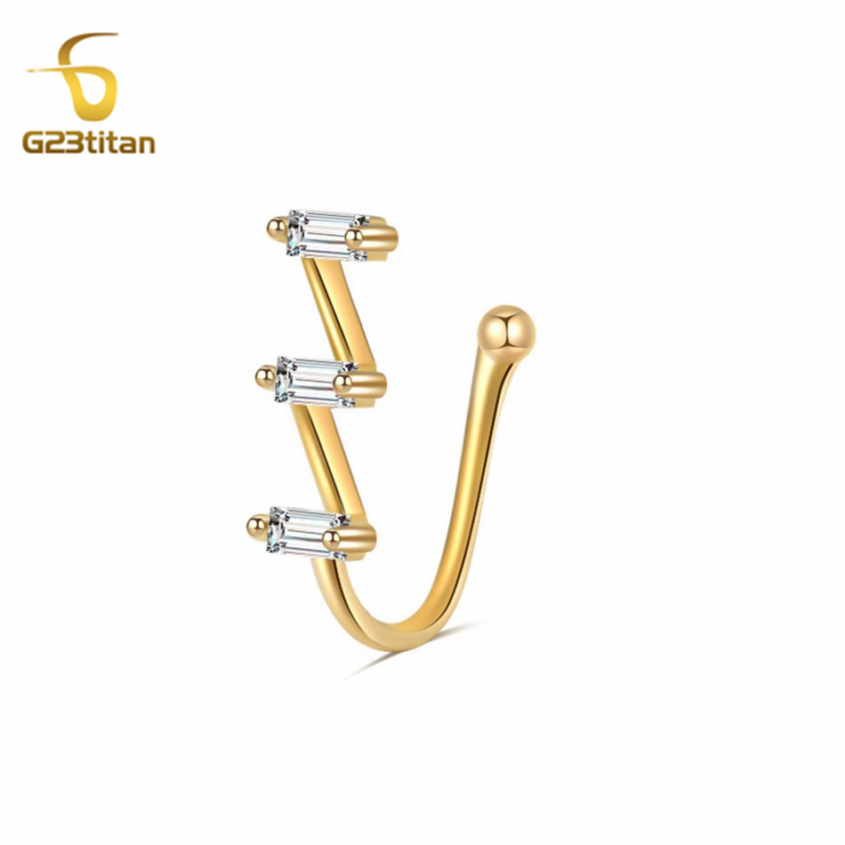 Body Jewelry Ear - 여성용 가짜 코 피어싱 링, 골든