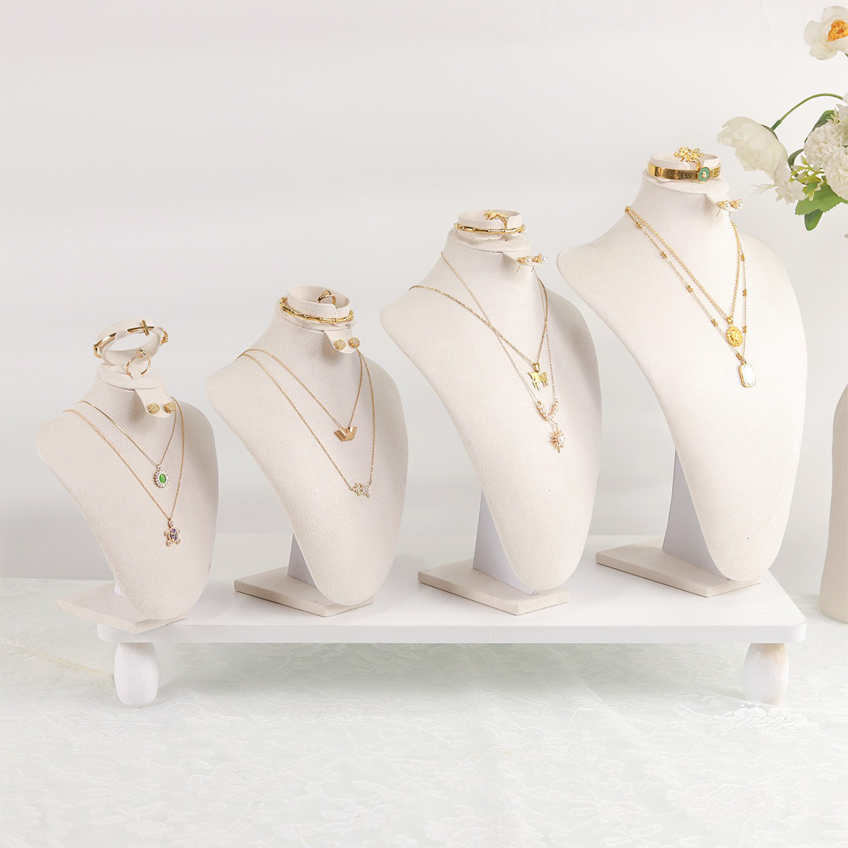 Body Jewelry Display Case - 벨벳 보석 디스플레이 버스트 인간형 목/가슴