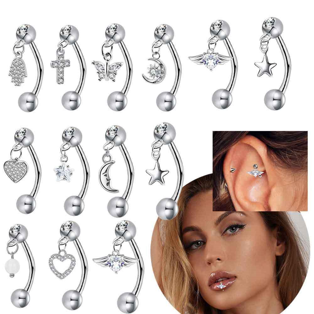Rook Curved Barbell - 1PCS 나비 매달려 눈썹 피어싱 쥬얼리
