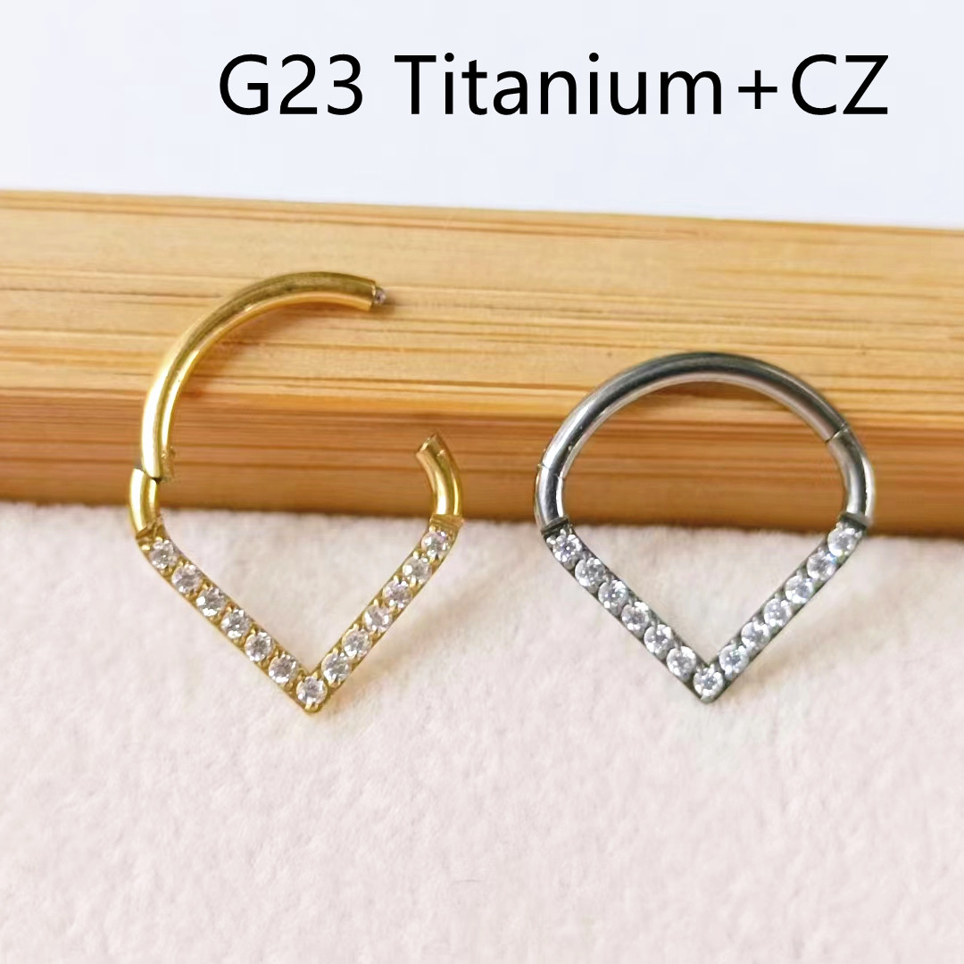Clicker Ring Seamless - 10개 G23 티타늄 F136 CZ 하트
