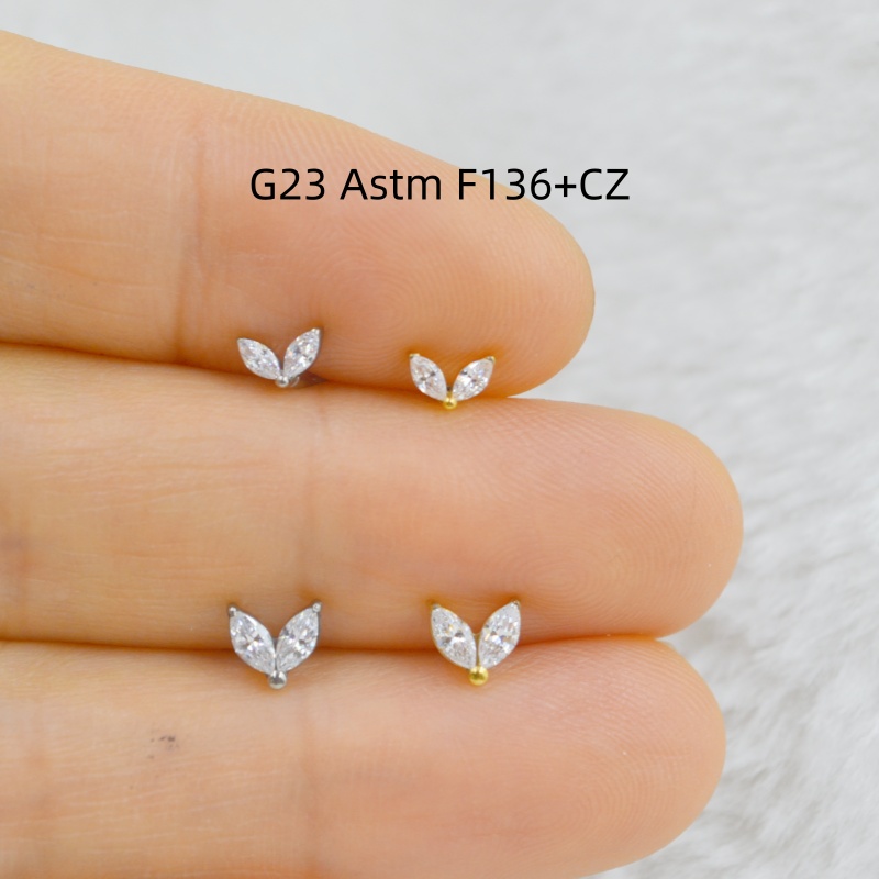 Rook Curved Barbell - 티타늄 ASTM F136 CZ 젬 립