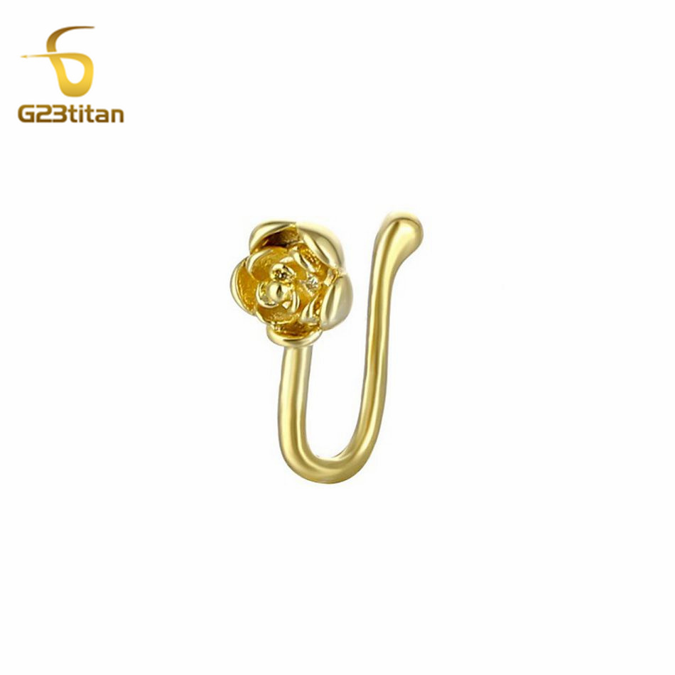 Body Jewelry Ear - 1개 크리스탈 구리 로즈 코 클립