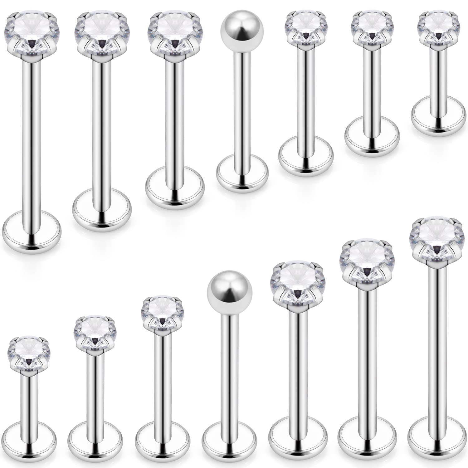 Flat Back Labret Stud - 16G 다른 사이즈 플랫 백 나사