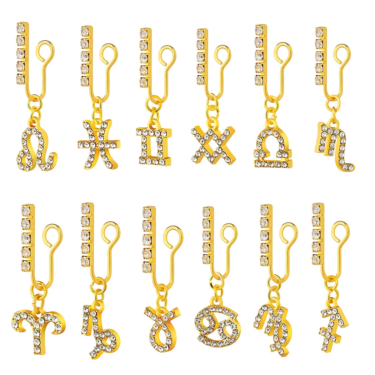 금속 지르콘 12 조디악 이어 클립, 비 천공 가짜 코 - Body Jewelry Ear 리뷰 및 가격