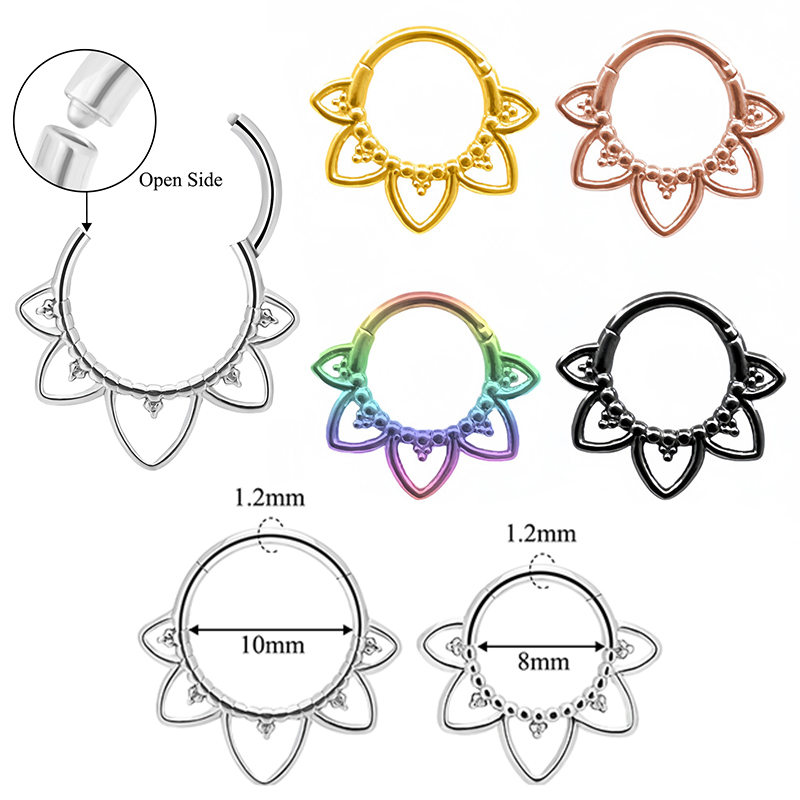 스테인레스 스틸 코 링 꽃 힌지 Septum Click - Clicker Ring Seamless 리뷰 및 가격