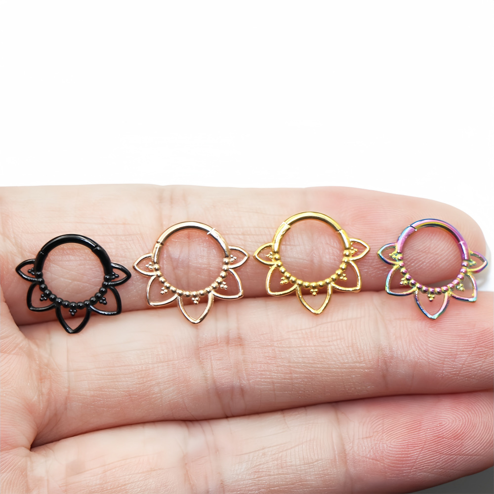 스테인레스 스틸 코 링 꽃 힌지 Septum Click - Clicker Ring Seamless 리뷰 및 가격