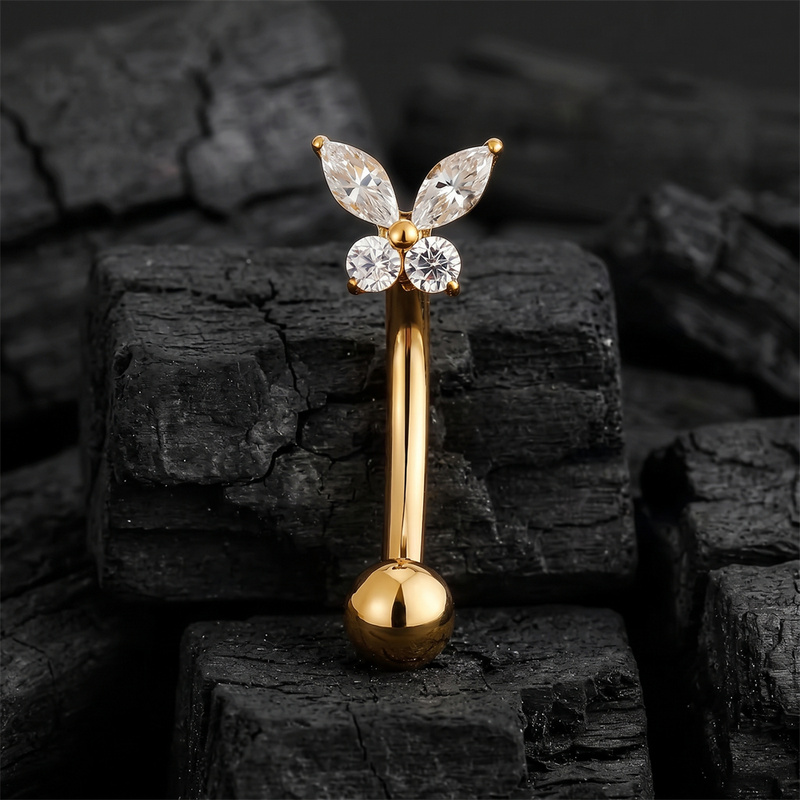 ASTM F136 티타늄 미니 버터플라이 CZ 커브드  - Body Jewelry Vertical Labret 리뷰 및 가격