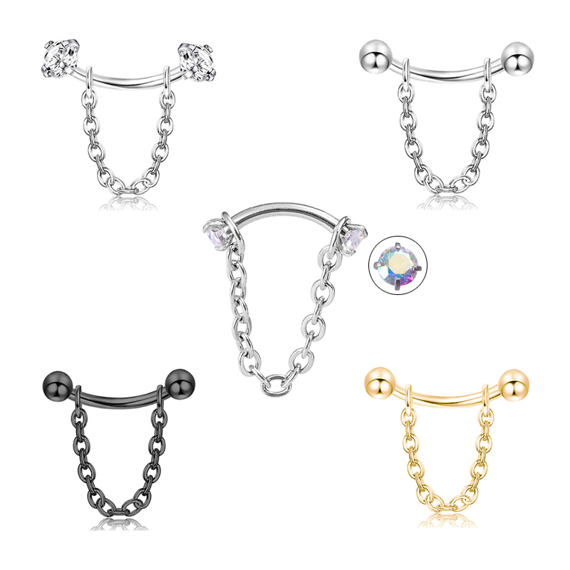 1pc 지르콘 볼 콘 눈썹 피어싱 쥬얼리 체인 외과 강 - Rook Curved Barbell 리뷰 및 가격
