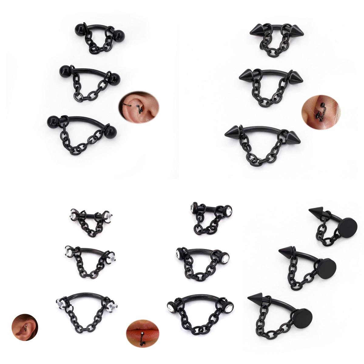 3개 스테인리스 스틸 16G 체인 트라거스 헬릭스 루크 - Body Jewelry Vertical Labret 리뷰 및 가격