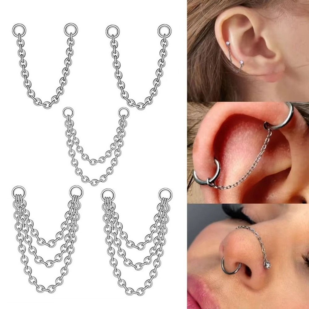 패션 티타늄 코 체인 더블 체인 3중 체인 라브렛 체인 - Body Jewelry Ear 리뷰 및 가격