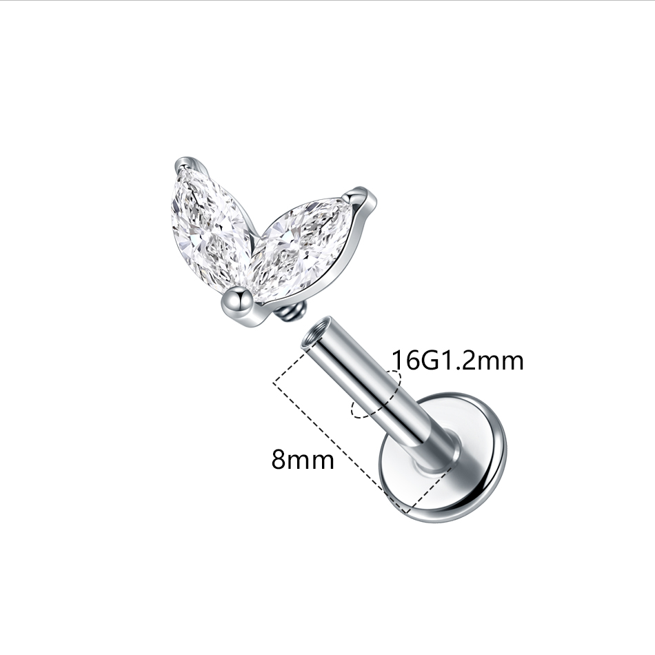 1pc 티타늄 화이트 그린 지르콘 스터드 귀걸이 여성용 - Flat Back Labret Stud 리뷰 및 가격