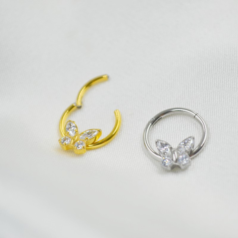수술용 스틸 심리스 힌지 세그먼트 링, 나비 CZ 코  - Clicker Ring Seamless 리뷰 및 가격