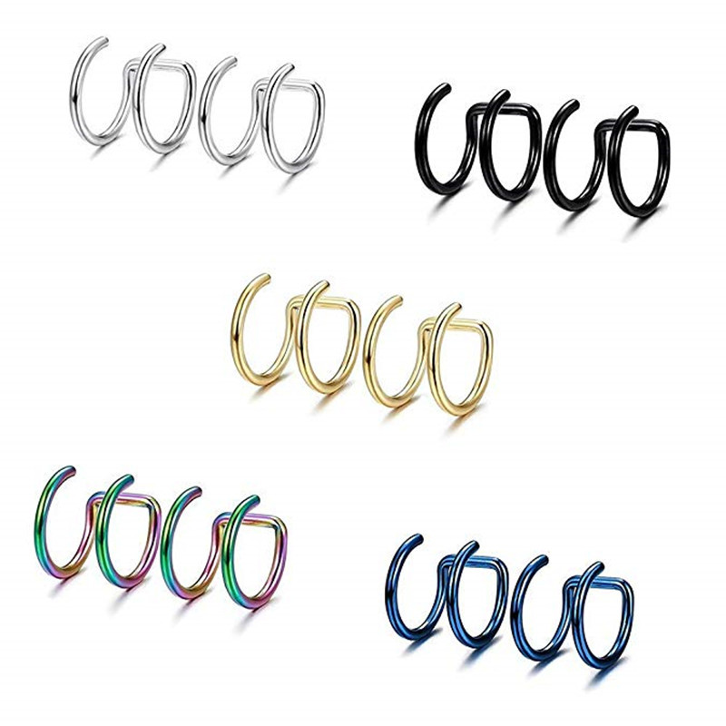 2개 세트 316L 스테인리스 스틸 클립형 이어커프 헬 - Body Jewelry Ear 리뷰 및 가격