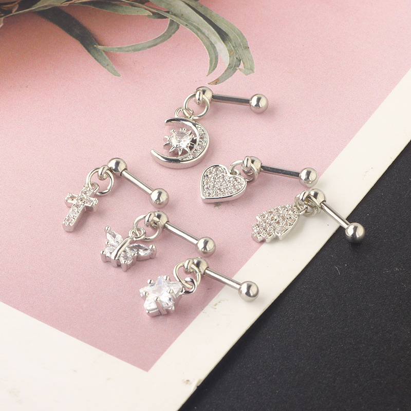 1PCS 문 귀 연골 스터드 귀걸이 바벨 Cz 스타 T - Rook Curved Barbell 리뷰 및 가격
