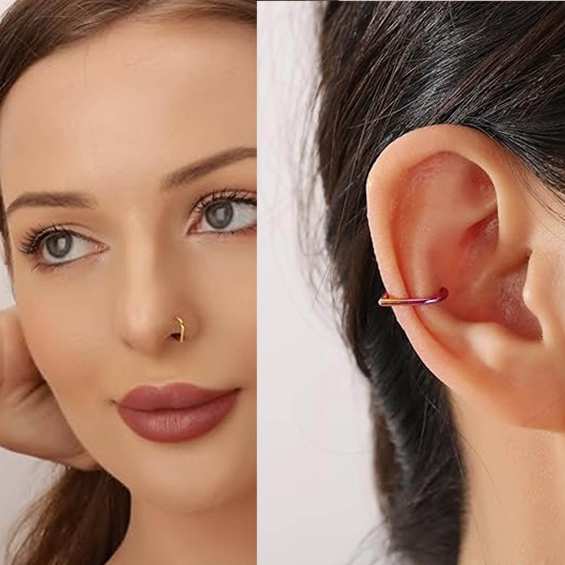 5개 스테인리스 스틸 가짜 코링 커프 세트 조절 가능한 - Body Jewelry Ear 리뷰 및 가격