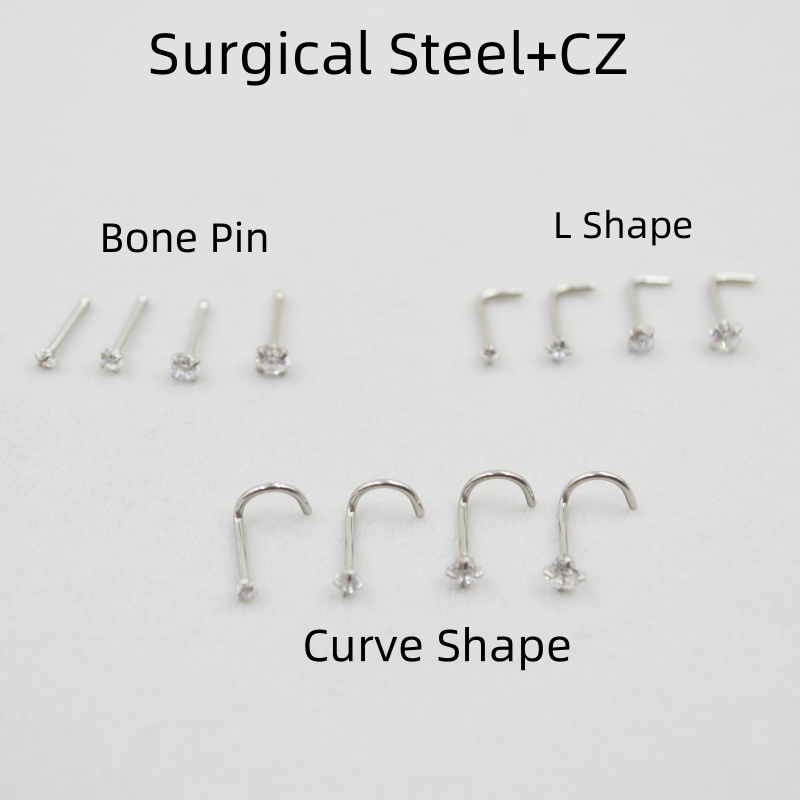 실버 컬러 지르콘 코 스터드 수술용 스틸 콧구멍 뼈 핀 - Nostril Screw Pin 리뷰 및 가격
