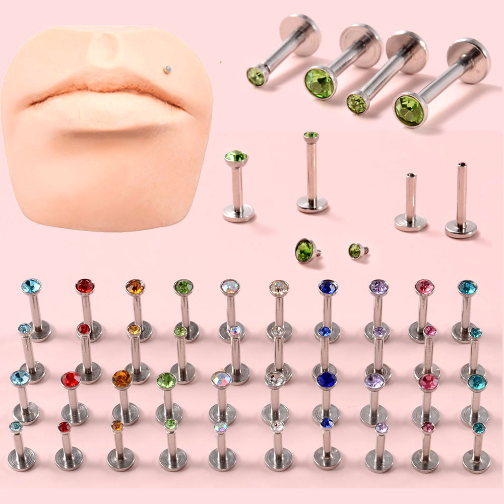 4PCS CZ 보석 Labret 316L 외과 강철 내 - Flat Back Labret Stud 리뷰 및 가격