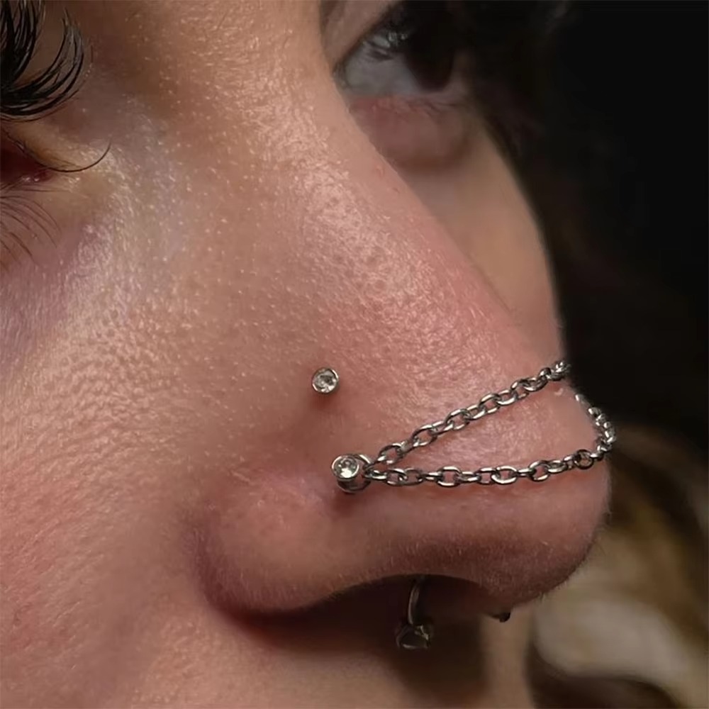 패션 티타늄 코 체인 더블 체인 25-50mm 라브렛  - Body Jewelry Ear 리뷰 및 가격