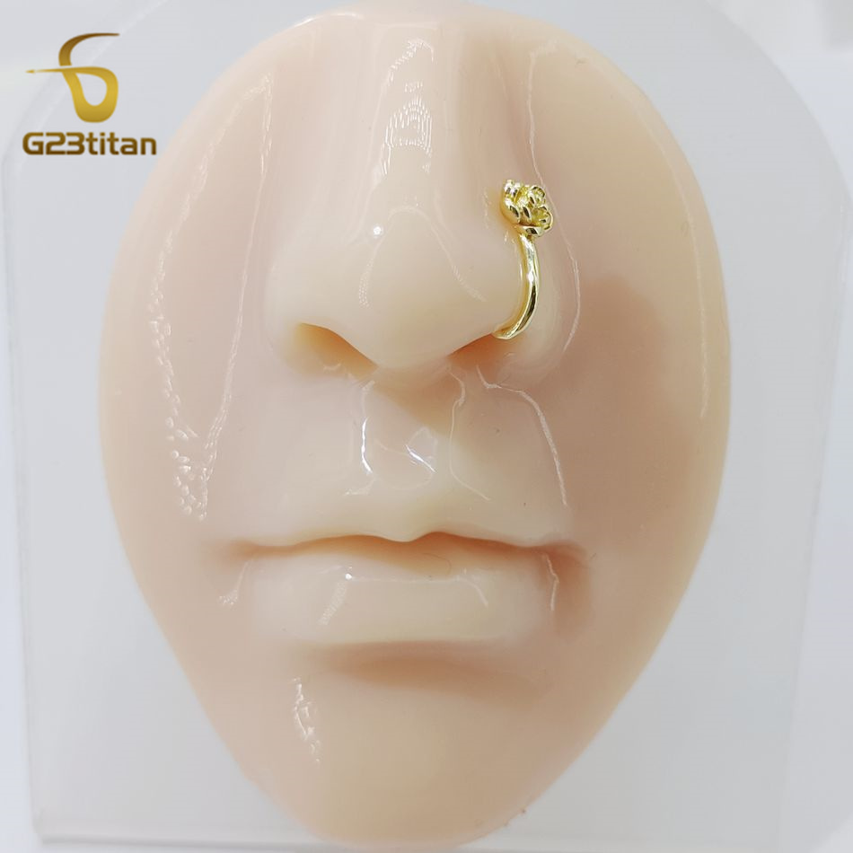 1개 크리스탈 구리 로즈 코 클립 U자형 가짜 피어싱  - Body Jewelry Ear 리뷰 및 가격