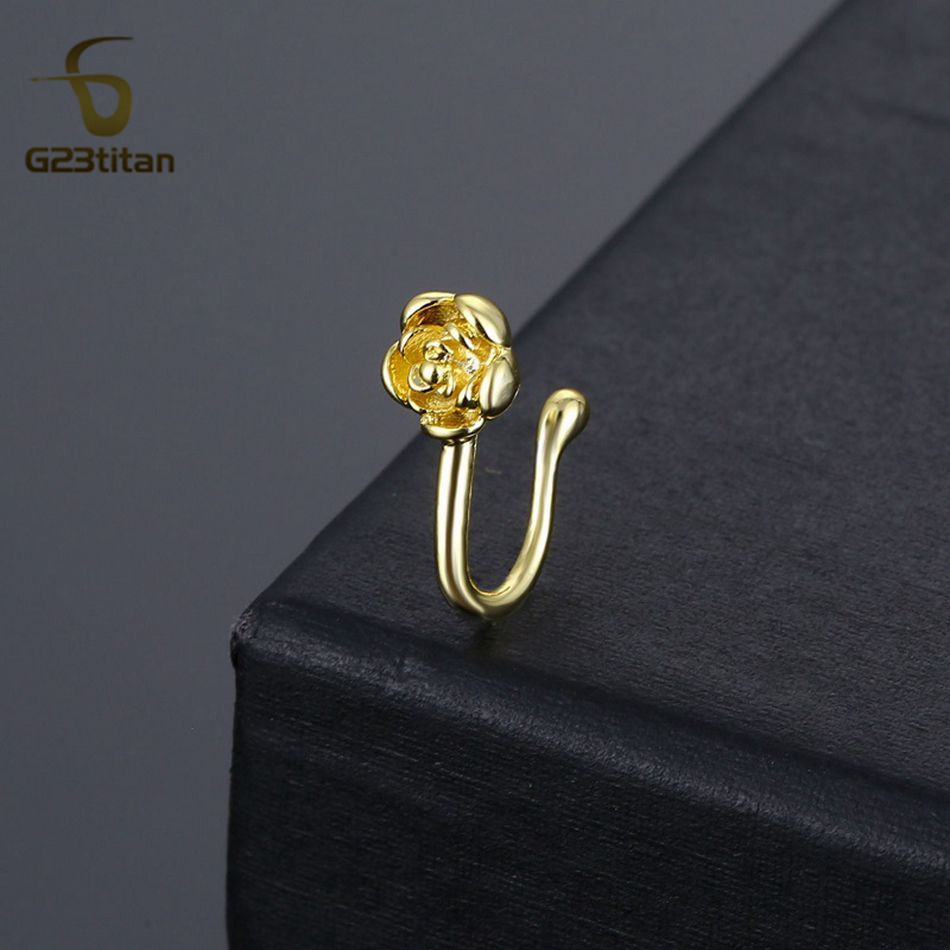 1개 크리스탈 구리 로즈 코 클립 U자형 가짜 피어싱  - Body Jewelry Ear 리뷰 및 가격